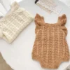 Autumn Spring Children Clothes Toddler Baby Girl Romper Sleeveless Solid Color Hollowed Out Knitting Infant Baby Girls Jumpsuit