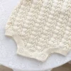 Autumn Spring Children Clothes Toddler Baby Girl Romper Sleeveless Solid Color Hollowed Out Knitting Infant Baby Girls Jumpsuit