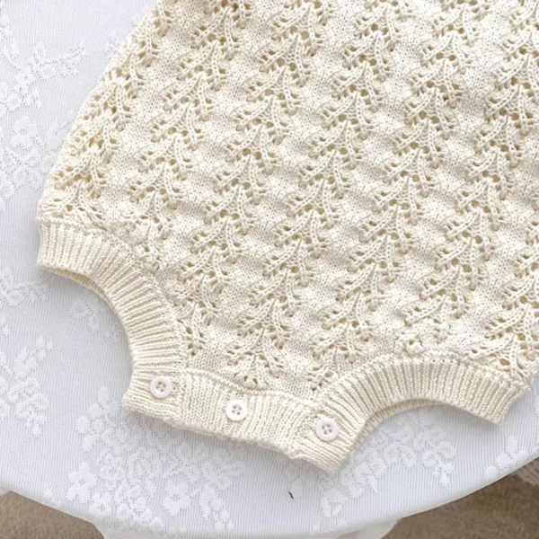 Autumn Spring Children Clothes Toddler Baby Girl Romper Sleeveless Solid Color Hollowed Out Knitting Infant Baby Girls Jumpsuit