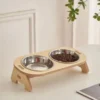 Pet Feeder Double Cat Food Bowl with Anti-Knockover Design – Dog Water Feeding Container & Cat Food Bowl Stand