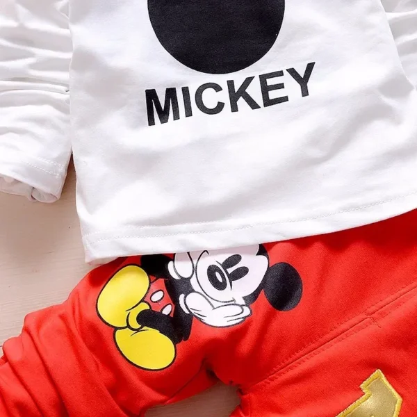 Boys Spring & Autumn Mickey 3-Piece Casual Sportswear Set - Cotton Hooded Coat, T-Shirt, Pants