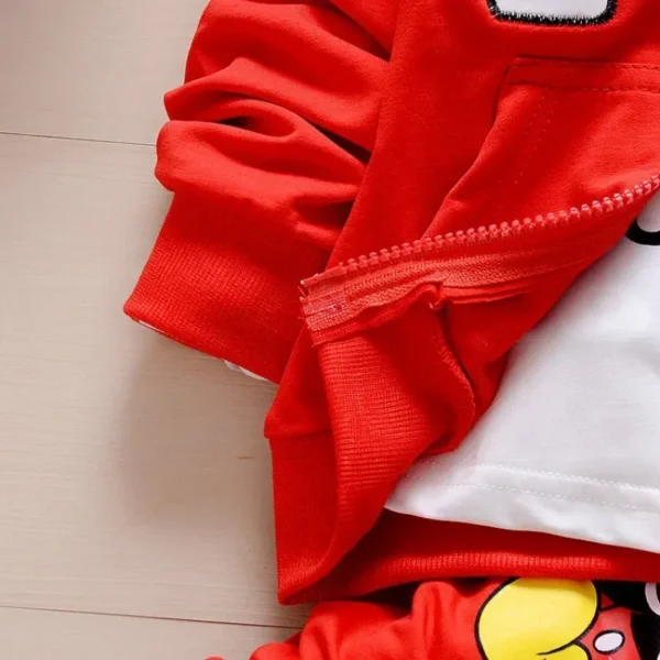 Boys Spring & Autumn Mickey 3-Piece Casual Sportswear Set - Cotton Hooded Coat, T-Shirt, Pants