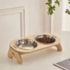 Pet Feeder Double Cat Food Bowl with Anti-Knockover Design – Dog Water Feeding Container & Cat Food Bowl Stand
