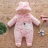 Autumn and Winter New Baby Plush Climbing Clothes Baby Warm and Thick Cartoon Dog Rabbit Cute Cotton Clothes for 0-2 Years