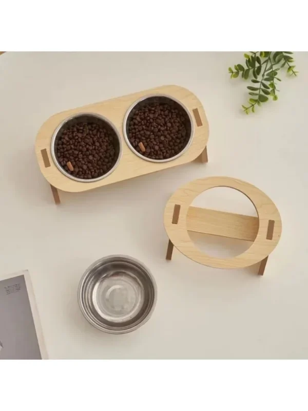 Pet Feeder Double Cat Food Bowl with Anti-Knockover Design – Dog Water Feeding Container & Cat Food Bowl Stand