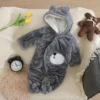 Autumn and Winter New Baby Plush Climbing Clothes Baby Warm and Thick Cartoon Dog Rabbit Cute Cotton Clothes for 0-2 Years