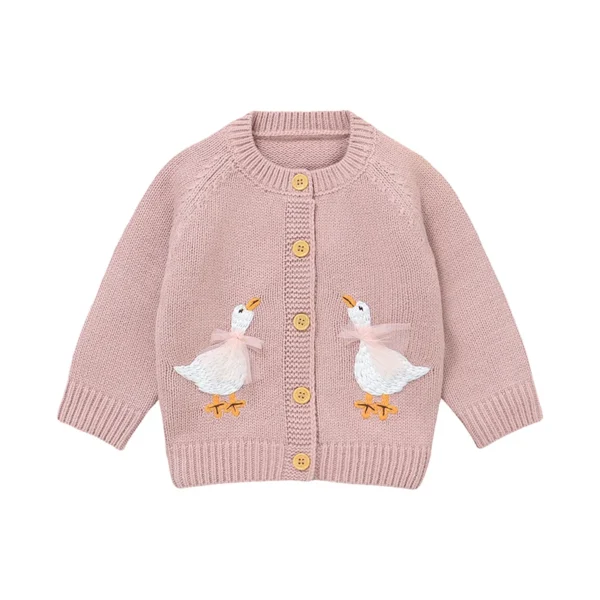 Baby Sweater Knit Infant Boy Girl Cardigan Fashion Cute Cartoon Goose Newborn Children Clothes Long Sleeve Autumn Tops Outerwear