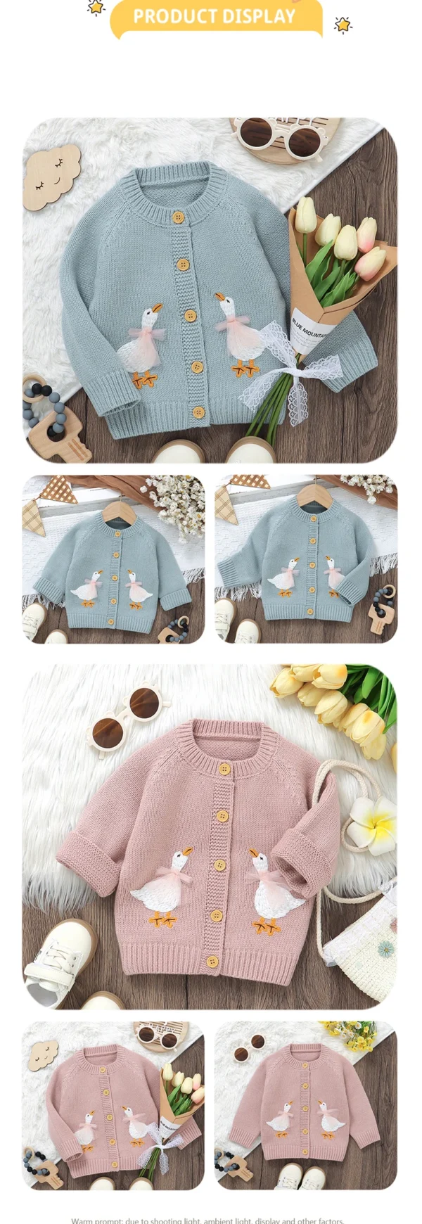Baby Sweater Knit Infant Boy Girl Cardigan Fashion Cute Cartoon Goose Newborn Children Clothes Long Sleeve Autumn Tops Outerwear