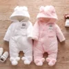 Autumn and Winter New Baby Plush Climbing Clothes Baby Warm and Thick Cartoon Dog Rabbit Cute Cotton Clothes for 0-2 Years