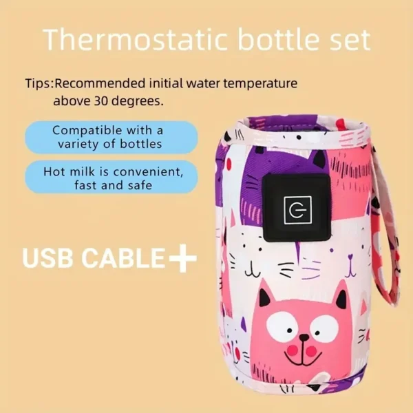 USB Portable Bottle Warmer - Travel Stroller Insulated Bag for Milk & Water Heating (Holiday Edition)