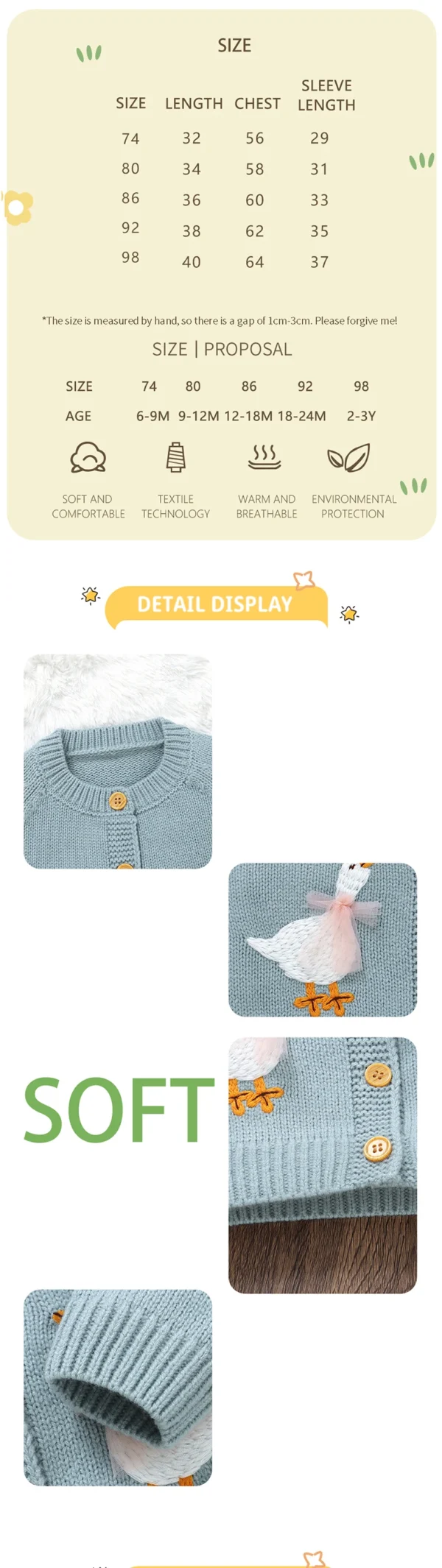 Baby Sweater Knit Infant Boy Girl Cardigan Fashion Cute Cartoon Goose Newborn Children Clothes Long Sleeve Autumn Tops Outerwear