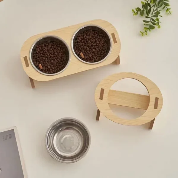 Pet Feeder Double Cat Food Bowl with Anti-Knockover Design – Dog Water Feeding Container & Cat Food Bowl Stand