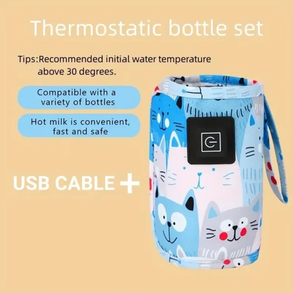 USB Portable Bottle Warmer - Travel Stroller Insulated Bag for Milk & Water Heating (Holiday Edition)