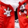 Boys Spring & Autumn Mickey 3-Piece Casual Sportswear Set - Cotton Hooded Coat, T-Shirt, Pants
