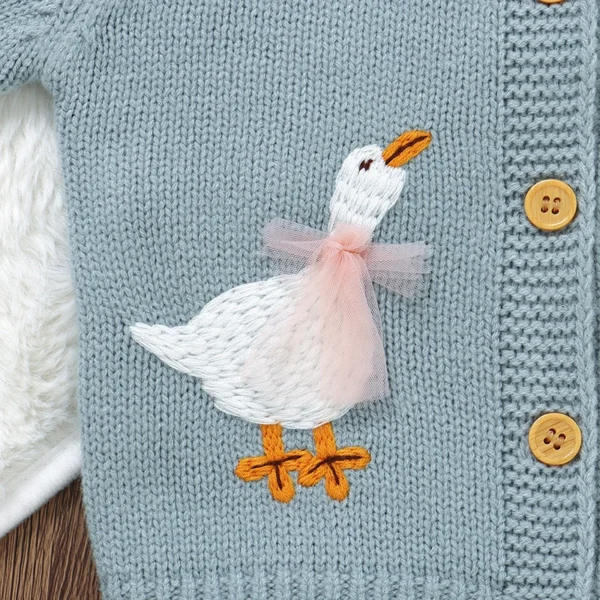Baby Sweater Knit Infant Boy Girl Cardigan Fashion Cute Cartoon Goose Newborn Children Clothes Long Sleeve Autumn Tops Outerwear